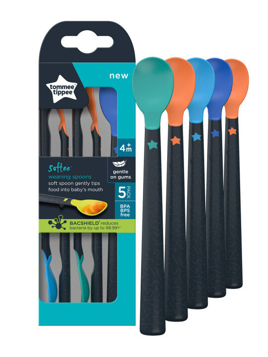 Tommee Tippee 5x Soft Tip Weaning Spoons (Blue) image number 1